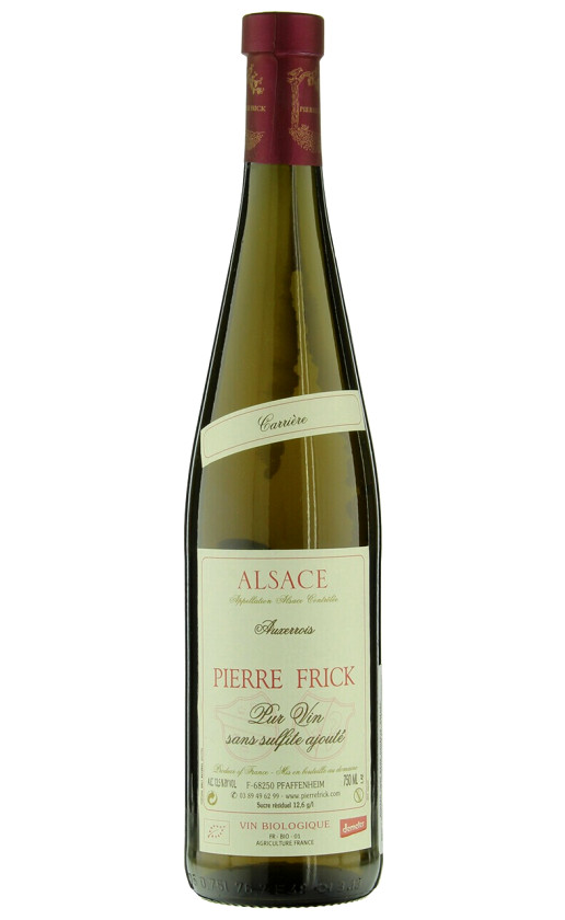Pierre Frick Auxerrois Carriere Alsace 2018 Pur Vin Sans Sulfite Ajoute